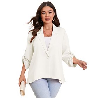 Womens Plus Size Blazers Long Sleeve Classic Draped Open Front Lightweight Cardigans
