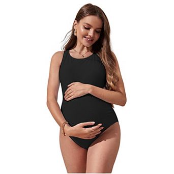 Women Summer Maternity One-Piece Swimsuits Elegant U Neck Sleeveless Pregnant Maternity Swimwear