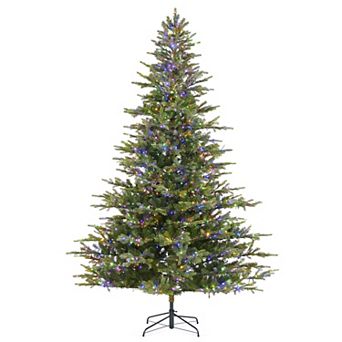 Glitzhome 9ft Artificial Christmas Tree, Pre-lit Evergreen Fir Green Full Faux Tree