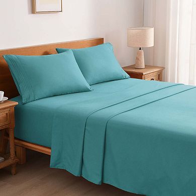 Marcielo 3/4 Pcs Soft Solid & Embroidery Bed Sheets Set