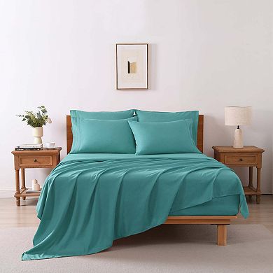 Marcielo 4/6 Pcs Soft Solid & Embroidery Bed Sheets Set