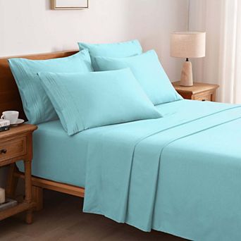 Marcielo 4/6 pc Soft Solid & Embroidery Bed Sheets Set