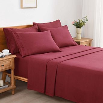 Marcielo 4/6 pc Soft Solid & Embroidery Bed Sheets Set