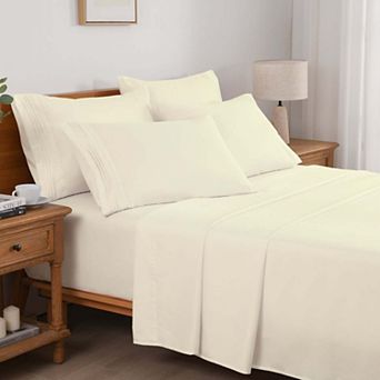 Marcielo 4/6 pc Soft Solid & Embroidery Bed Sheets Set