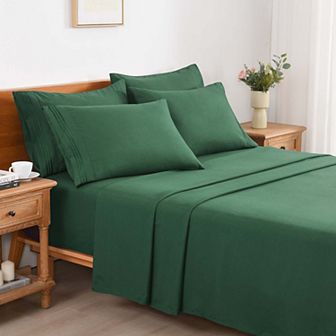 Marcielo 4/6 pc Soft Solid & Embroidery Bed Sheets Set