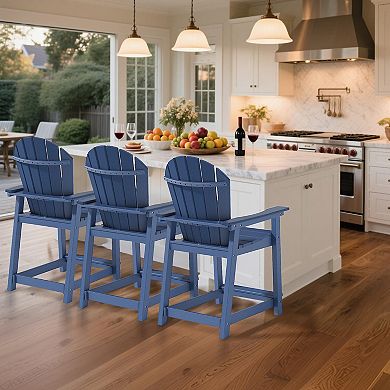 HDPE All-Weather Balcony Chair Outdoor Tall Adirondack Chairs Set of 4 Patio Bar Stool Chair