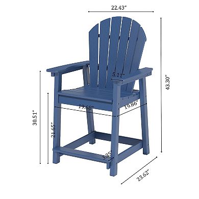 HDPE All-Weather Balcony Chair Outdoor Tall Adirondack Chairs Set of 4 Patio Bar Stool Chair