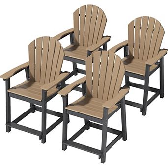 HDPE All-Weather Balcony Chair Outdoor Tall Adirondack Chairs Set of 4 Patio Bar Stool Chair
