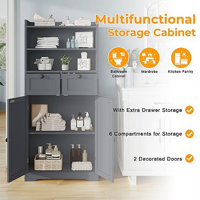 Spacious Kitchen Side Cabinet with Adjustable Shelves,Magnetic Door Closures