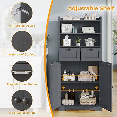 Spacious Kitchen Side Cabinet with Adjustable Shelves,Magnetic Door Closures