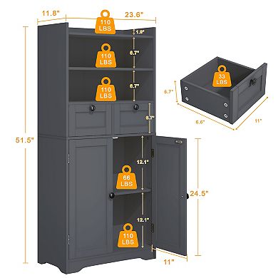 Spacious Kitchen Side Cabinet with Adjustable Shelves,Magnetic Door Closures