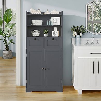 Spacious Kitchen Side Cabinet with Adjustable Shelves,Magnetic Door Closures