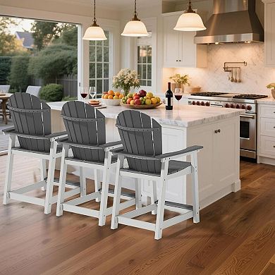 HDPE Tall Adirondack Chairs Set of 6 Outdoor Patio Bar Stool Chair with High Back 400lbs