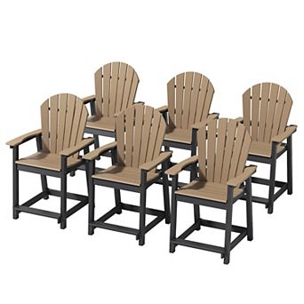 HDPE Tall Adirondack Chairs Set of 6 Outdoor Patio Bar Stool Chair with High Back 400lbs