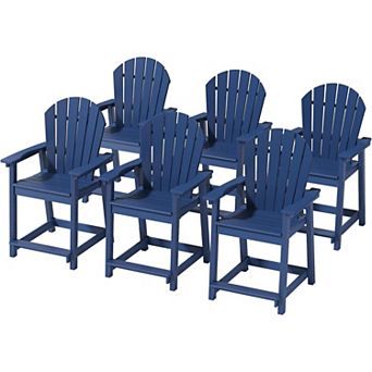 HDPE Tall Adirondack Chairs Set of 6 Outdoor Patio Bar Stool Chair with High Back 400lbs
