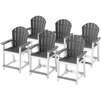HDPE Tall Adirondack Chairs Set of 6 Outdoor Patio Bar Stool Chair with High Back 400lbs