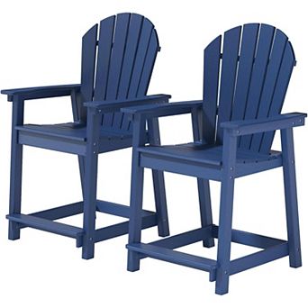 Outdoor HDPE Tall Adirondack Chairs Set of 2 Patio Bar Stool Chair with High Back