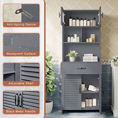 Water-Resistant MDF Bathroom Vanity with Louvered Doors