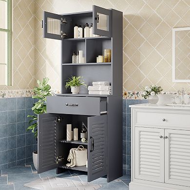 Water-Resistant MDF Bathroom Vanity with Louvered Doors