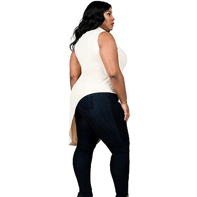 Plus Size Curvy Women's Asymmetrical Mock Turtleneck Tunic