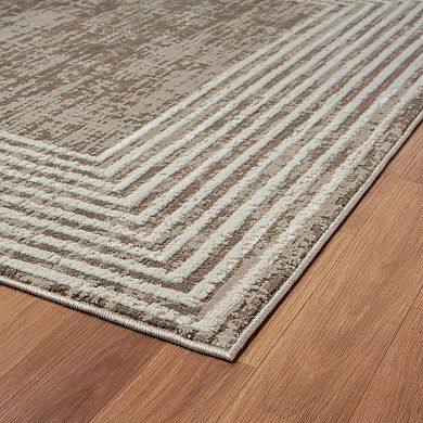 Luxe Weavers Geometric Border Textured Area Rug