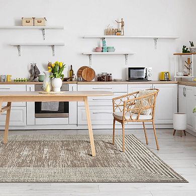 Luxe Weavers Geometric Border Textured Area Rug