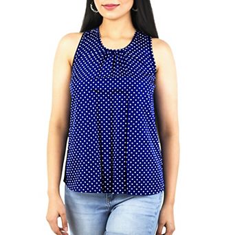 Artyska Women's Summer Round Neck Sleeveless Polka Dot Blouse Tops