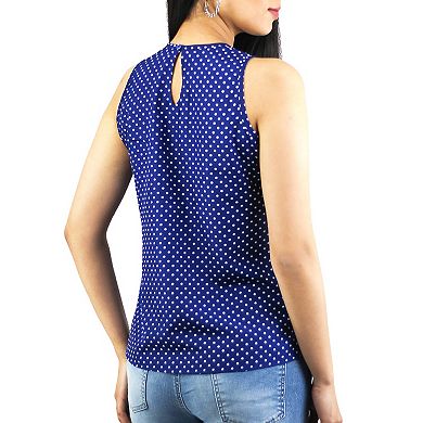 Artyska Women's Summer Round Neck Sleeveless Polka Dot Blouse Tops