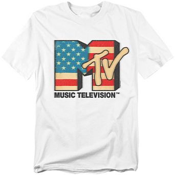 Big & Tall MTV Americana Logo White Graphic Tee