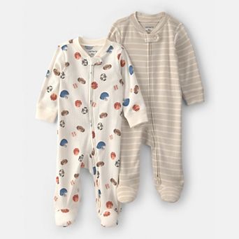 Baby Carter’s 2 pc Striped & Sports Print One-Piece Pajama Set