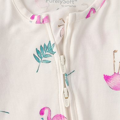 Baby Girl Carter's Flamingo PurelySoft 2-Way Zip Snug Fit Sleep & Play