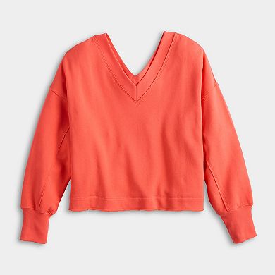 Juniors' SO® Terry Double V Neck Sweatshirt