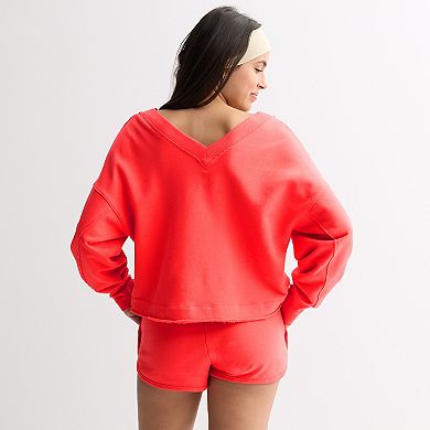 Juniors' SO® Terry Double V Neck Sweatshirt