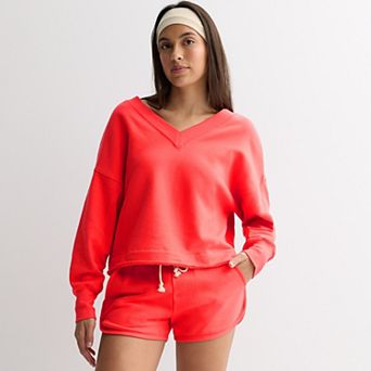 Juniors' SO® Terry Double V Neck Sweatshirt