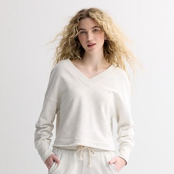 Juniors' SO® Terry Double V Neck Sweatshirt