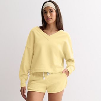 Juniors' SO® Terry Double V Neck Sweatshirt