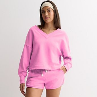 Juniors' SO® Terry Double V Neck Sweatshirt