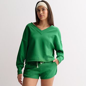 Juniors' SO® Terry Double V Neck Sweatshirt
