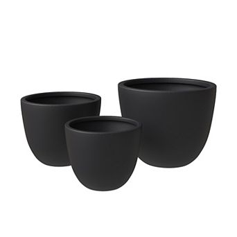 Dahlia Black Round Planter Set of 3
