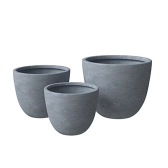 Dahlia Planter Set of 3 in Aged Concrete