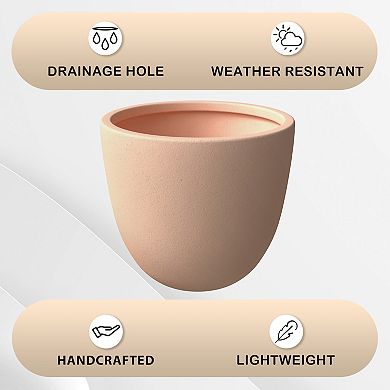 LeisureMod Dahlia Series Poly Stone Planter in TerraCotta Color 21.3 Dia, 15.7 High