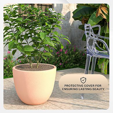 LeisureMod Dahlia Series Poly Stone Planter in TerraCotta Color 21.3 Dia, 15.7 High