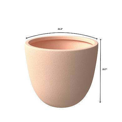 LeisureMod Dahlia Series Poly Stone Planter in TerraCotta Color 21.3 Dia, 15.7 High