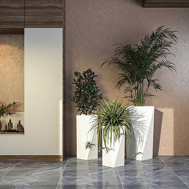 Leisuremod Aloe Series White Square Planter set