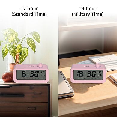 Triple Digital Alarm Clock with Big Numbers Display, Temperature, 5.3x3.1x1.4 inch
