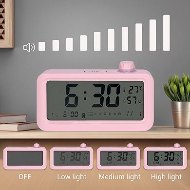 Triple Digital Alarm Clock with Big Numbers Display, Temperature, 5.3x3.1x1.4 inch
