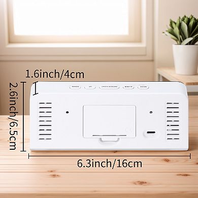 Digital Dual Alarm Clock w Night Light, Day of Week, Temperature, Dimmable 12/24H, 6.3x2.6x1.6 inch