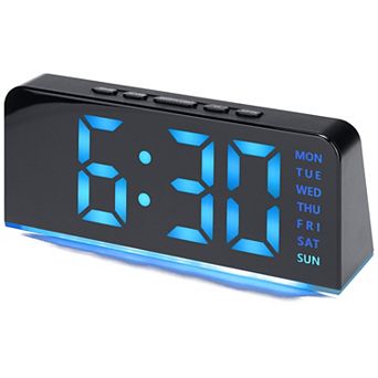 Digital Dual Alarm Clock w Night Light, Day of Week, Temperature, Dimmable 12/24H, 6.3x2.6x1.6 inch
