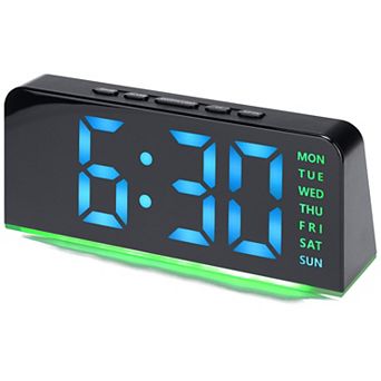 Digital Dual Alarm Clock w Night Light, Day of Week, Temperature, Dimmable 12/24H, 6.3x2.6x1.6 inch