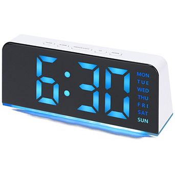 Digital Dual Alarm Clock w Night Light, Day of Week, Temperature, Dimmable 12/24H, 6.3x2.6x1.6 inch